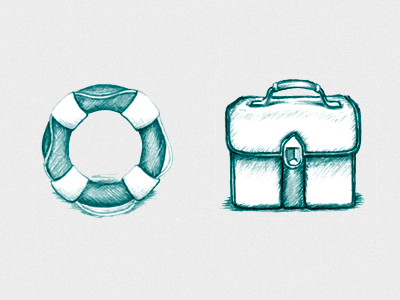 Few icons for upcoming project draw green hand help icons pencil suitcase