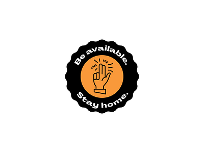 Be available. Stay home. badge badge logo beavailable click coronavirus cursor hand icon stayhome