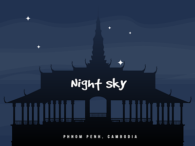 Night Sky Royal Palce 2d design flat design moon night night sky phnom penh royal palace sky