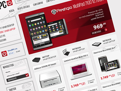 smallPC.ro computer e commerce layout logo online store store web design wireframe