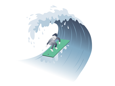 Digital surfing 2d illustration illustrator vector