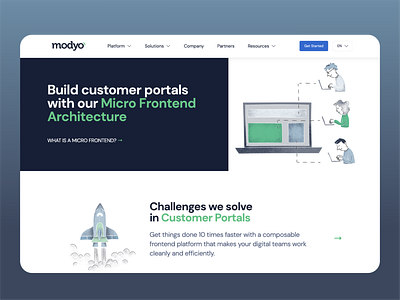 Modyo 2d branding design illustration web