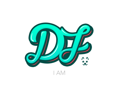 I AM 3d bright dog font logo photoshop