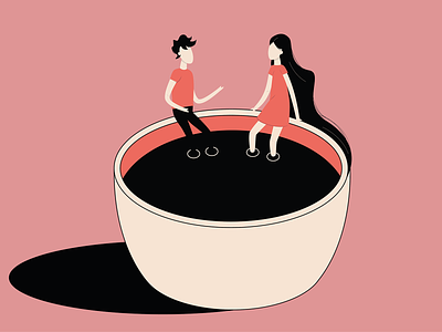 Couple in cup design flat illustration minimal vector
