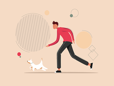 Running Man With a Dog design flat illustration minimal vector
