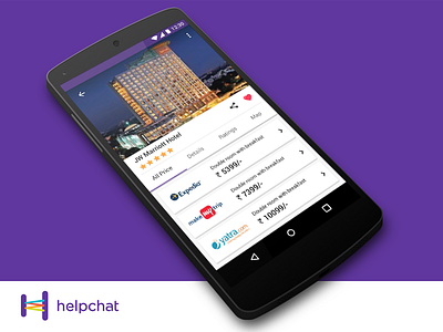 Helpchat -Concept Design - Hotel Deals Screen android application design helpchat material online product ui ux