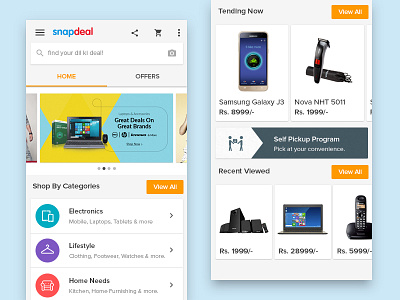 Snapdeal - Material Design desgin ecommerce fashion material online product shop shopping ui ux