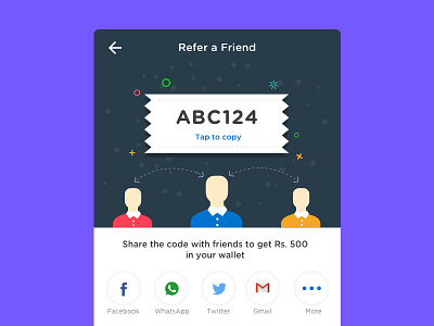Referral Screen android design dribbble illustration invite ios now redeem referral screen share wallet