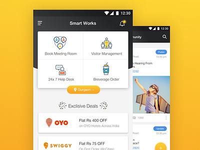 Smart Works android app clean concept flat material mobile product prototyping ui ux