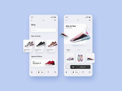 Nike Shoe App | UI Design 2020 ui trends app design app ui branding design e commerce ecommerce app illustration interation logo minimal nike nike app nike shoes nike ui product shoe app shoe shop ui