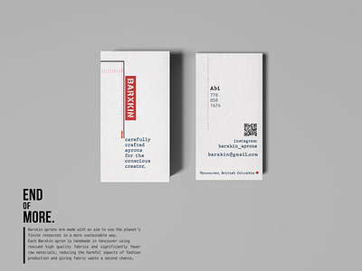 Business card design - Barxkin Aprons apron branding businesscard graphic graphic design logo minimal print design sustainable