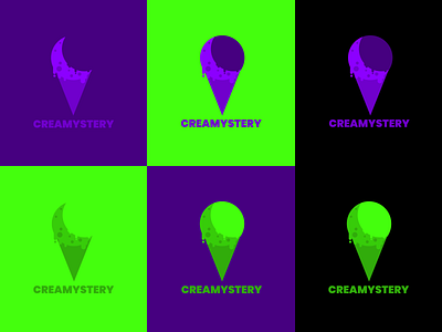Creamystery - Logo Design branding design flat graphic design green ice cream logo mystery purple vector