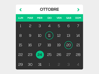 Calendar black calendar calendario date event flat green nicolas ciotti nicolasciotti ui white widget