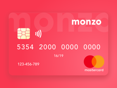 Monzo - Card Concept bank card concept contactless mastercard money mono nicolasciotti redesign sketch