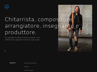 Luca Pedroni - Website black blue design flat guitar guitarist minimal musician ui white