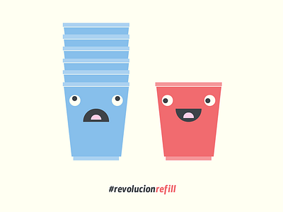 #RevolucionRefill blue cups illustration red refill revolution