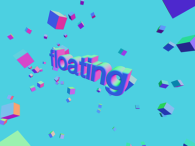 3D Floating Typo 3d art blue cubes float green pink purple space typo typography visual art