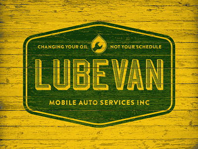 Lubevan auto design drop logo mobile oil oldies textured vintage