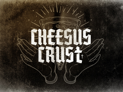 Cheesus Crust Pizzeria cheese cross food logo pizza restaurant textures typography wordmark