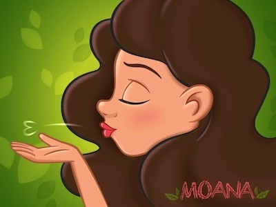 Moana Fan Art disney girl hawaii illustration kiss moana polynesian vector