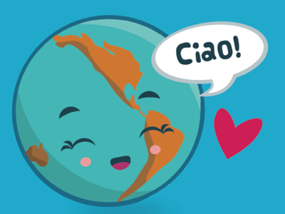 World Languages (Italian) earth heart icon kids world
