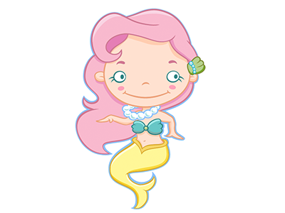 Mermaid Girl Mascot beach girl illustration kids mermaid ocean pink