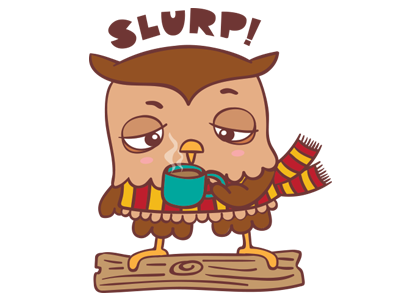 Fledgie the Owl app icon autumn coffee fall illustration owl scarf stickers