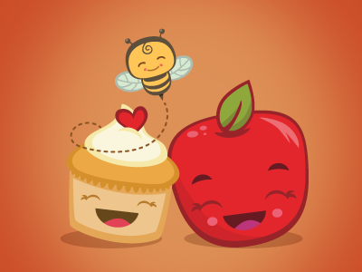 Honey Cupcake and Happy Apple apple bakery bee cupcake fruit honey sweet