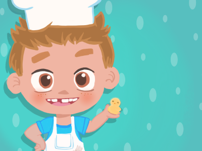Little Chef is prepared for Easter bakery blue boy chef child cooking easter kids