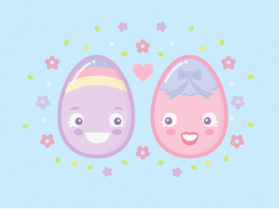 Happy Easter Love blue couple cute easter egss love pastel pink
