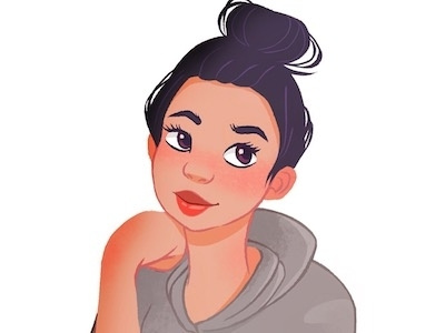 Any thoughts? black hair cartoon girl illustration think