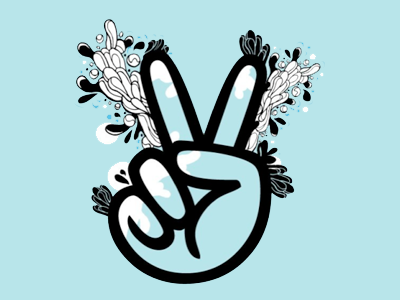 Peace Hand Sign blue icon illustration peace