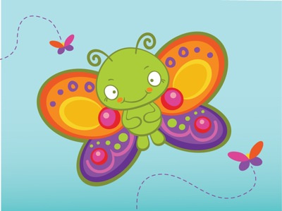 Colorful Butterfly bright butterfly girl illustration kids rainbow