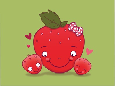 Strawberry Mommy character cute fruit illustration kawaii kids strawberry