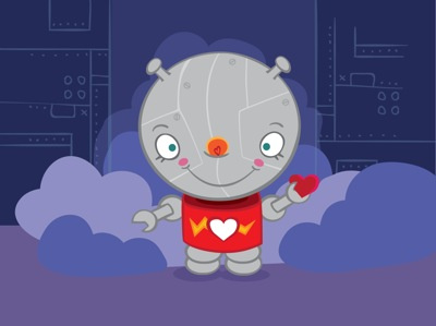 Robot Love cute heart illustration kids love robot