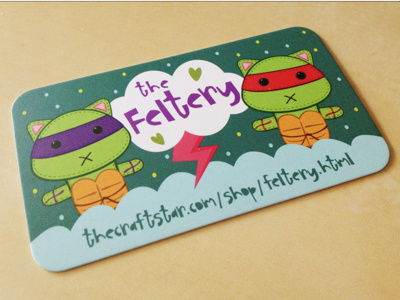 Business Card Design for Craft Shop character craft etsy illustration indie turtles