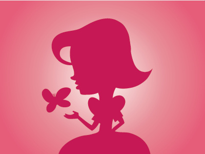 Silhouette for Lil Sister butterfly character feminine girl illustration pink silhouette
