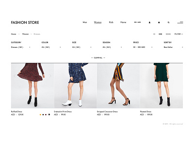 Simple filter concept for online fashion store concept design e commerce design fashion pitch typography ui ux web website