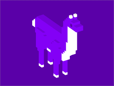 Llama 3d llama pixel purple shading voxel