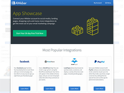 App Showcase app card integrations redesign website