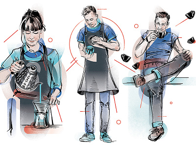 Baristas barista coffee drawing geometry illustration sketchy standartmag