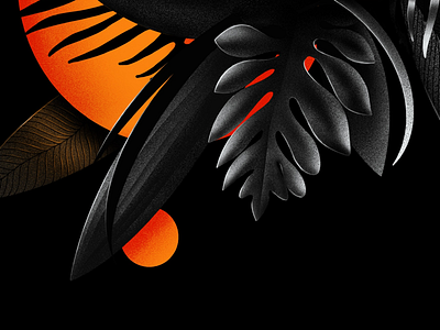 Black leaves against the sun illustration black black leaves digital drawing digital illustration drawing illustration leaves orange procreate sunset textures