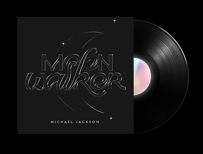 Moonwalker - Typographic Vinyl Cover Art black lettering cg digital art graphic design graphics letter art lettering letters michael jackson moon typo typography vinyl cover visual graphics