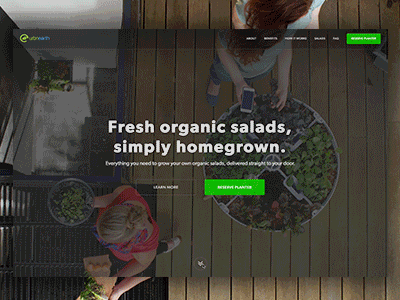 UrbnEarth - reservations bootstrap consumer food landing page pre order product reservation salads urbnearth web website