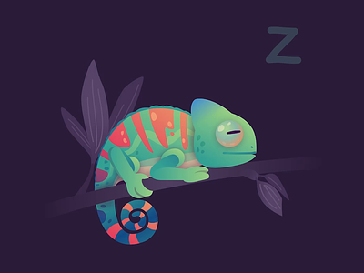 Dreaming Chameleon SVG 2d animation animal animated animated illustration animation chameleon colorful illustration loop animation looping sleeping svg animation svgator svgator app vector