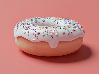 Calling all donuts! 3d modeling b3d blender blenderguru colorful cycles donut doughnut food fun icing illustration pink render sprinkles sweet white