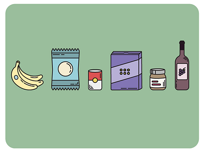 groceries bananas cereal chips crisps groceries illustration illustrator malbec market nutella soup wine wine bottle