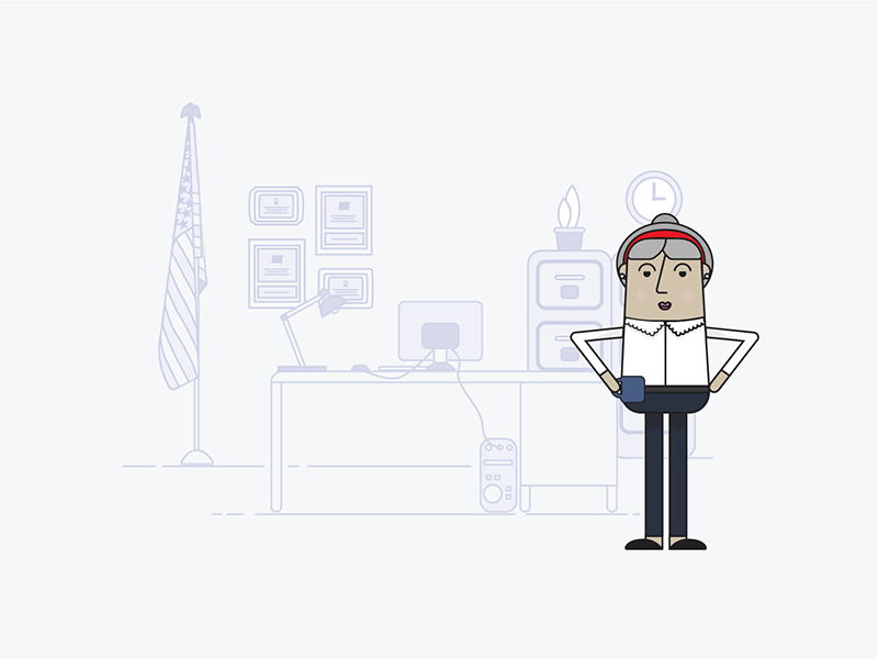 #1 mid-level employee work worker desk woman illustrator character office vector illustration