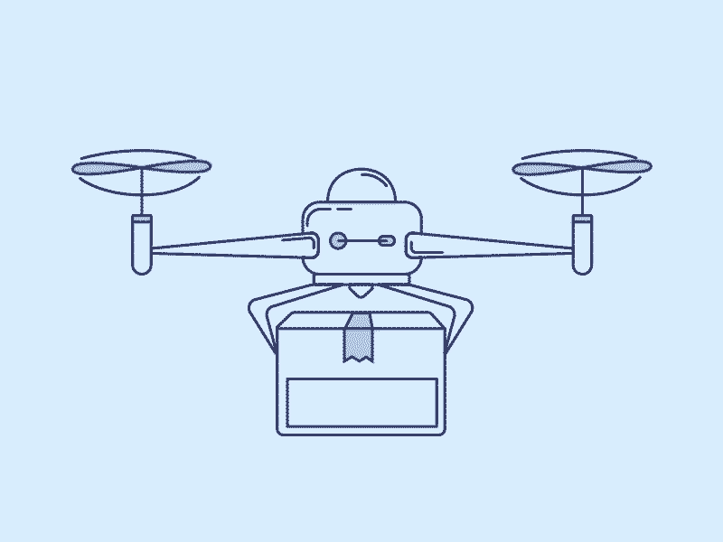 Drone fly illustrator vector line illustration animation package delivery drone