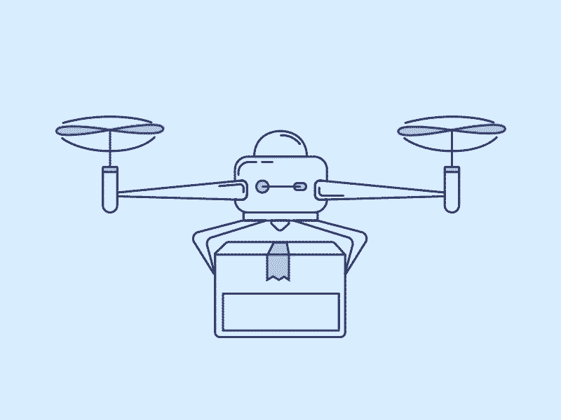 Drone animation delivery drone fly illustration illustrator line package vector